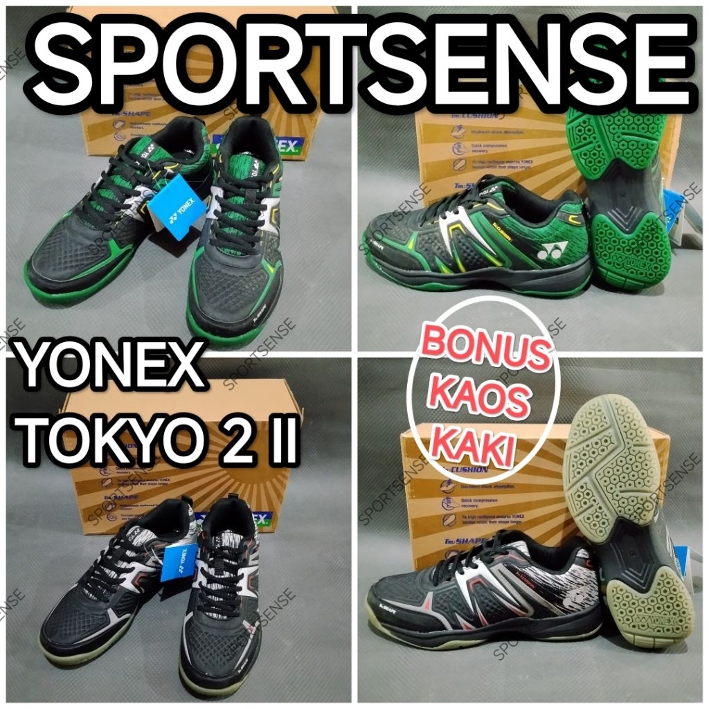 SALE Sepatu Badminton Bulutangkis Yonex Tokyo 2 II Original Pria Wanita Nyaman Uniseks Bonus Kaos Ka