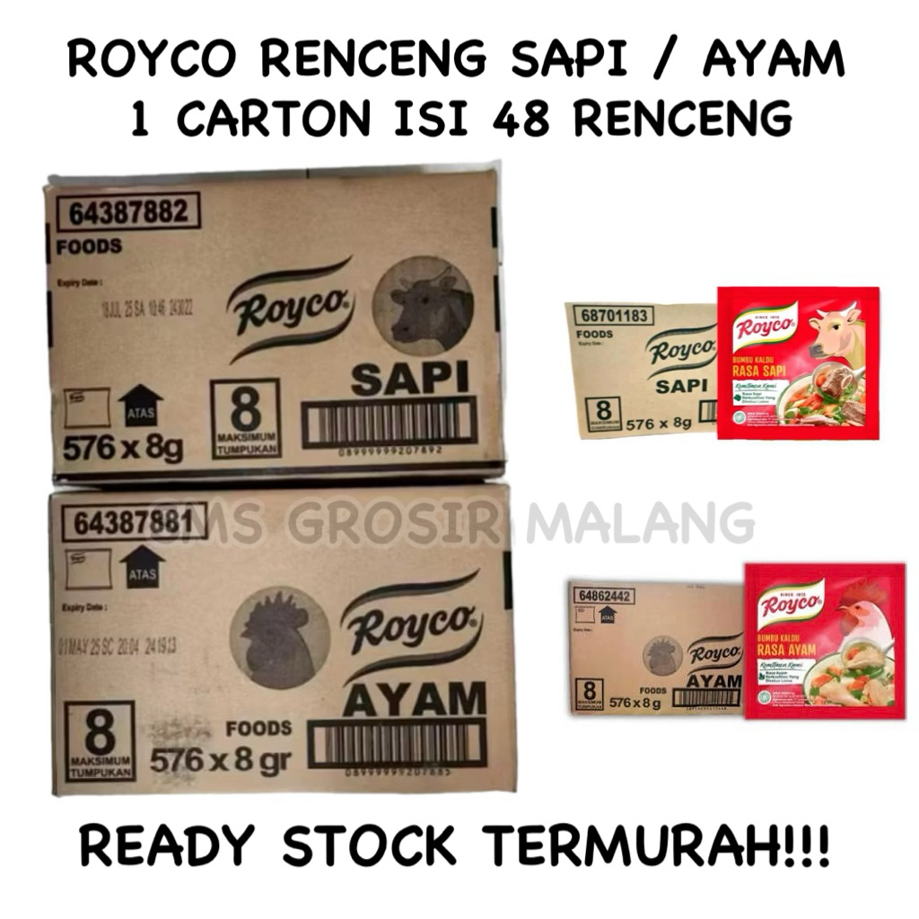 ROYCO SAPI AYAM RENCENG / ROYCO RENCENG SAPI / ROYCO RENCENG AYAM 1 CARTON ISI 48 RENCENG