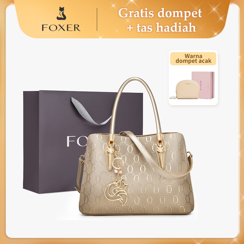FOXER Tas Selempang Wanita Tas Tangan Kulit Asli Tas Wanita Elegan Ibu Ibu