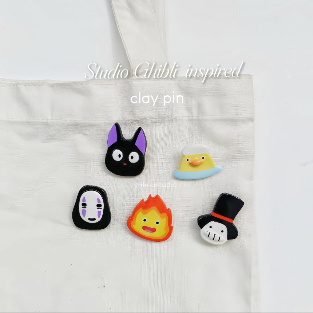 Ghibli clay pin button | pin bros ghibli | handmade