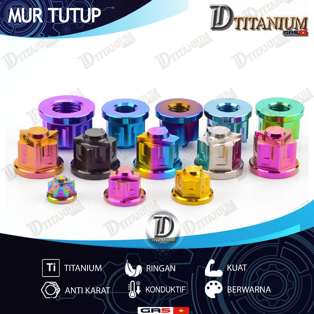 Mur Titanium MUR TOPI Titanium MUR TUTUP Titanium M10 M12 GR5