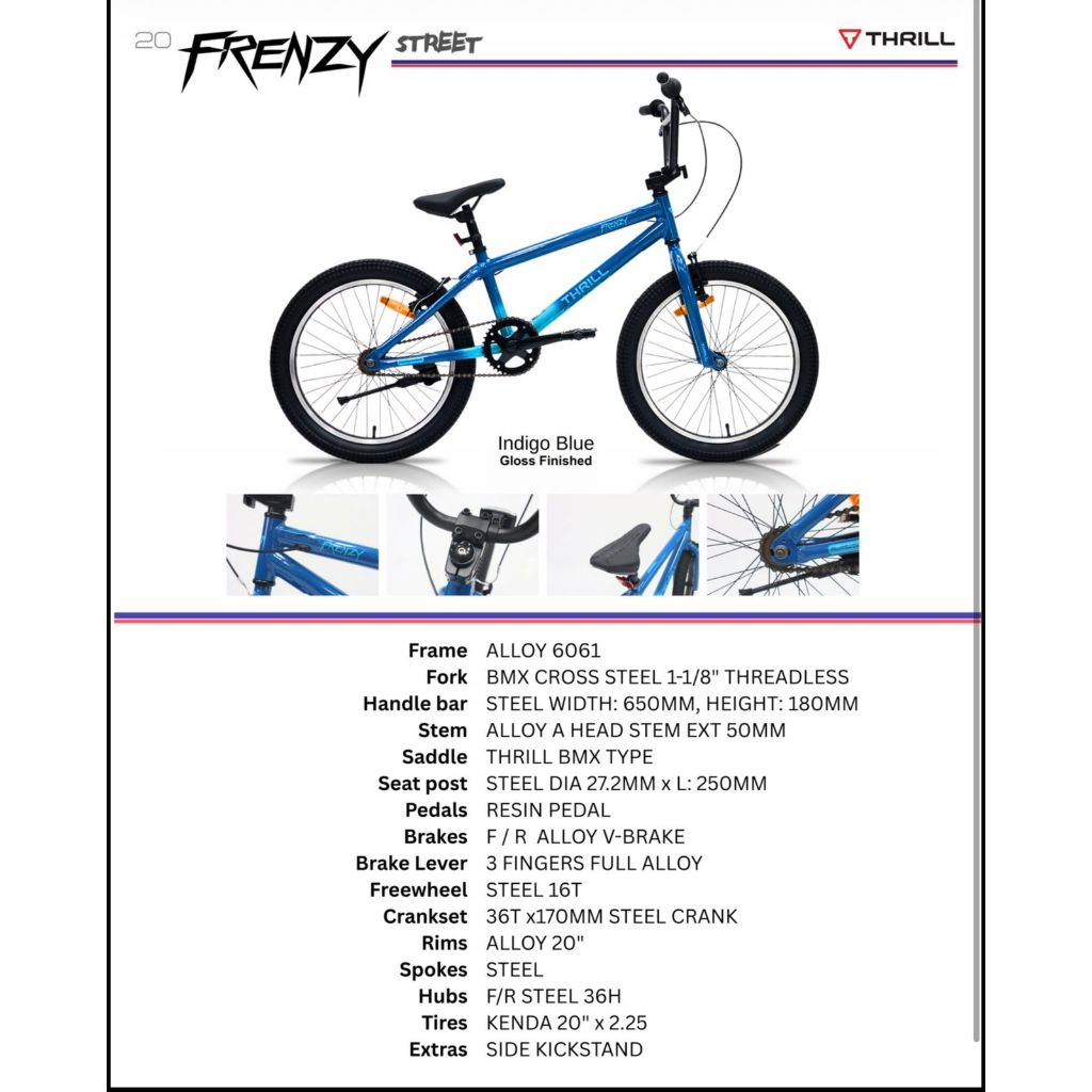 SEPEDA ANAK BMX THRILL FRENZY 20 INCH FRAME ALLOY