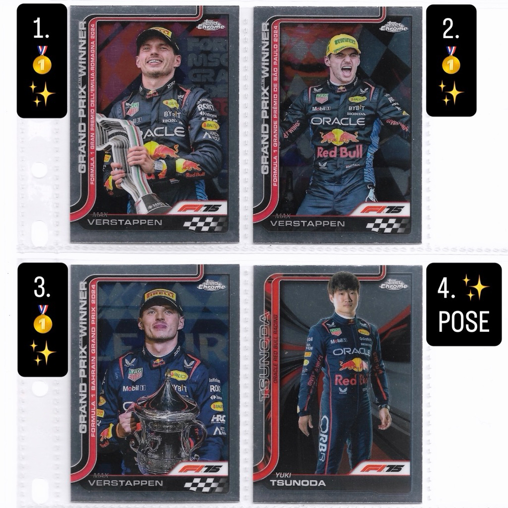 Kartu Topps f1 Chrome (F1-75) - Max Verstappen & Yuki Tsunoda (Red Bull Racing)