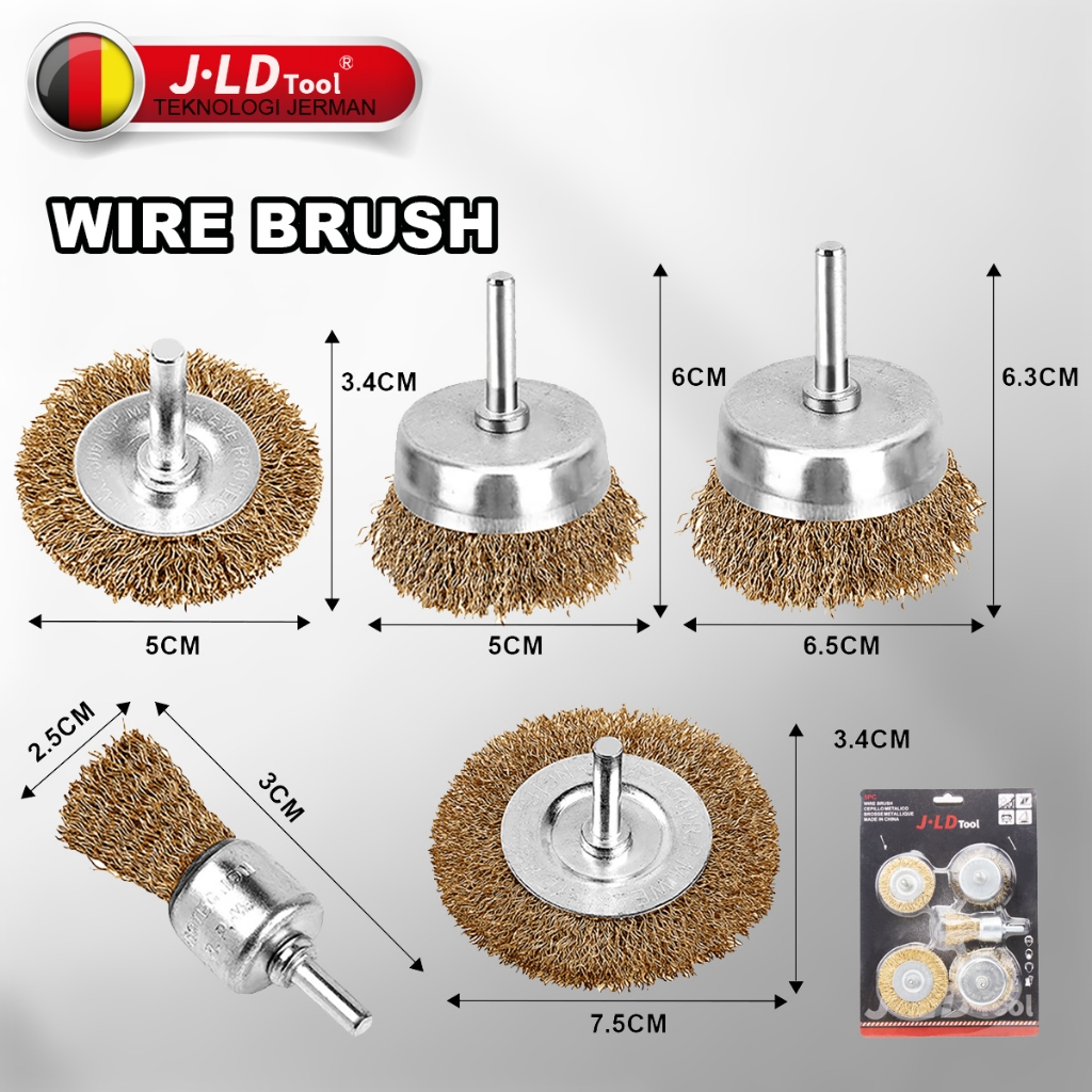JLD Mata Bor Sikat Kawat Besi Set Wire Brush Bor Mangkok  Mata Bor Kawat Bor Sikat Kawat Kuningan