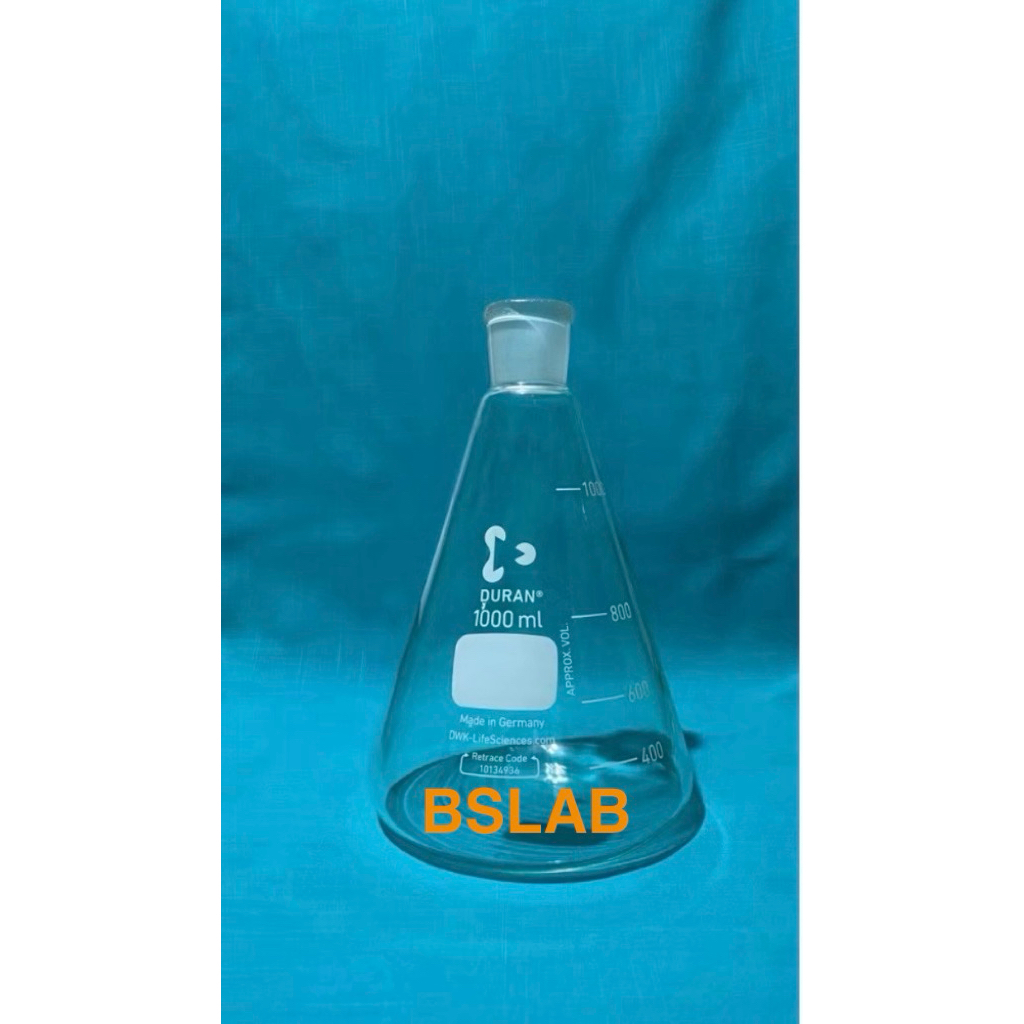 Erlenmeyer Flask 1000ml DURAN ORIGINAL / Labu Erlenmeyer 1000ml / Gelas Erlenmeyer