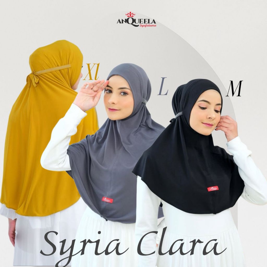 ANQUEELA SYAFALUMA| HIJAB SYRIAC LARA  M, L, XL | Hijab Jersey premium | Hijab Tali | Bergo Jersey