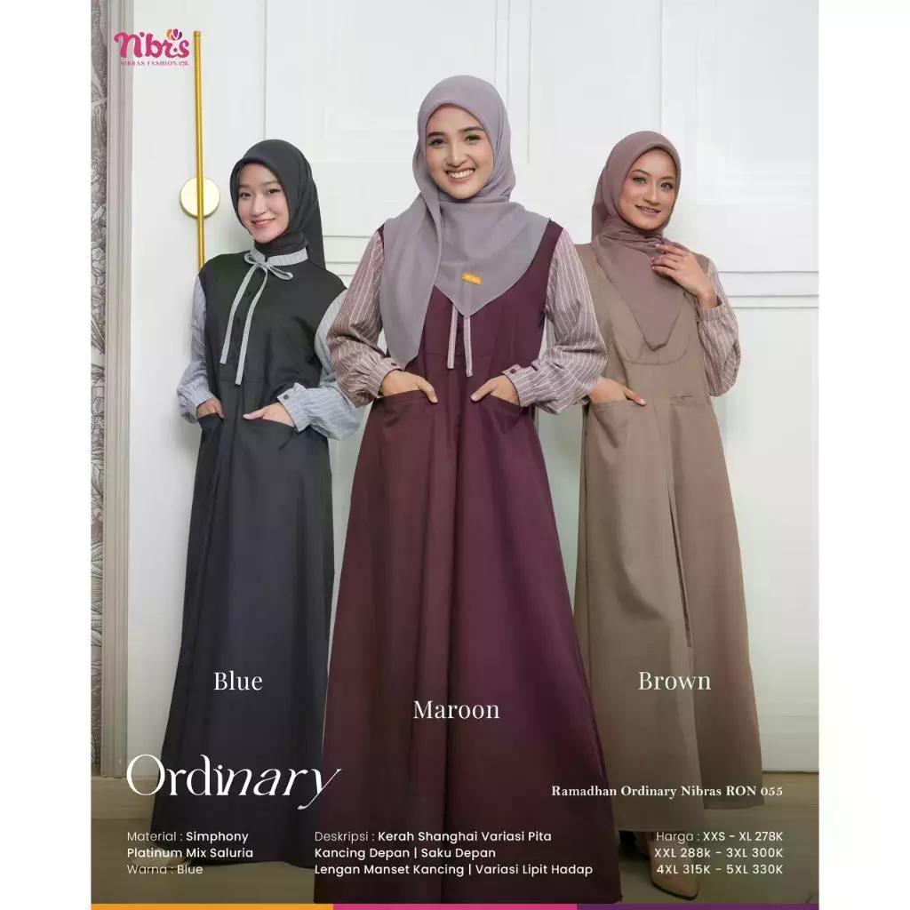 RON 055 GAMIS NIBRAS TERBARU GAMIS REMAJA SIMPLE MOTIF SALUR KOMBINASI SAKU DEPAN OUTFIT KULIAH OUTF