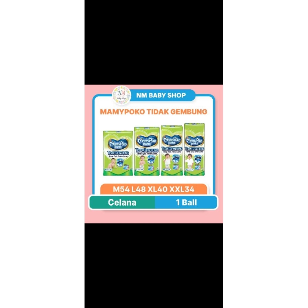 MamyPoko Pants Slim Tidak Gembung M54/L48/XL40/XXL34