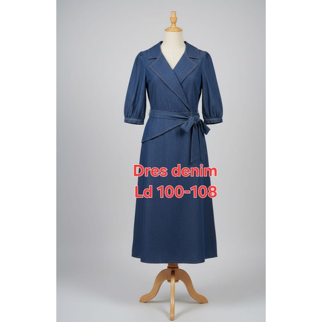 Dress wanita Denim dress wanita kekinian bahan lembut