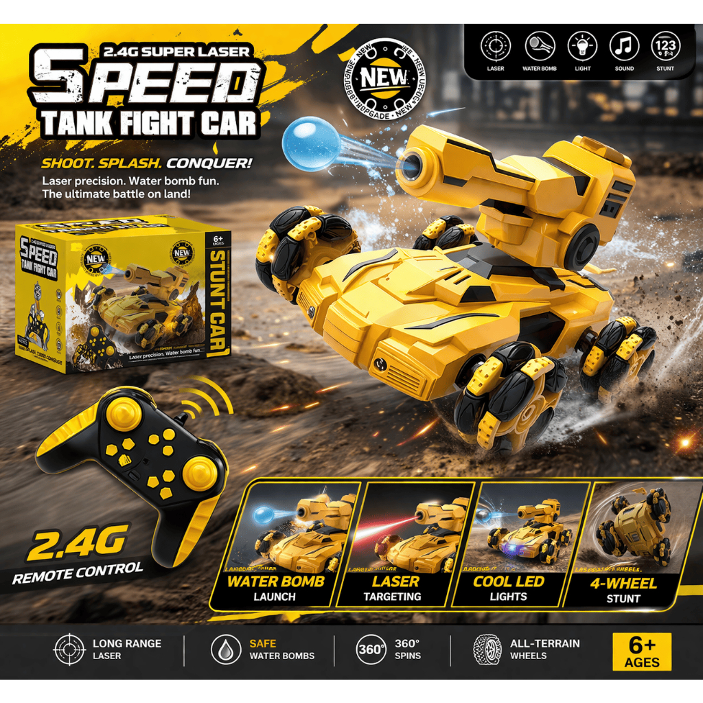 Mainan Anak Remote Control Tank Fight Car Charger / Mainan RC Tank Tembak Air Bubble Water Ball Gun