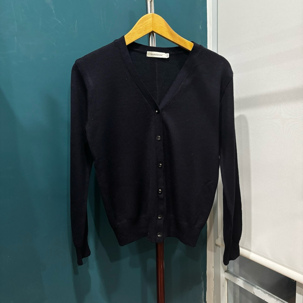 Cardigan A65 black hitam v neck academia cewek Rajut Knit Korea Style Look Dewasa Outer Tebal Lembut