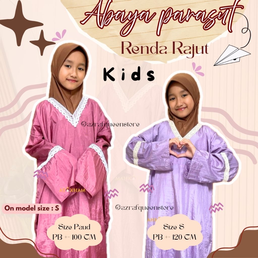 [READY STOCK] Abaya Mukena Sholat Anak RENDA RAJUT - mukena tanpa kepala size BABY PAUD S usia SD Mu