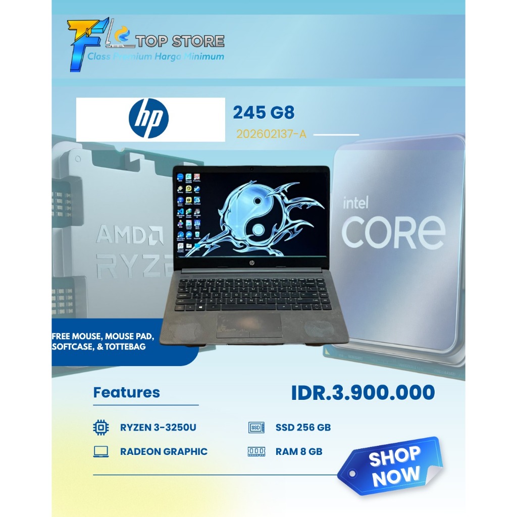 HP 245 G8 AMD RYZEN 3-3250U RAM 8GB SSD 256GB - RADEON GRAPICH