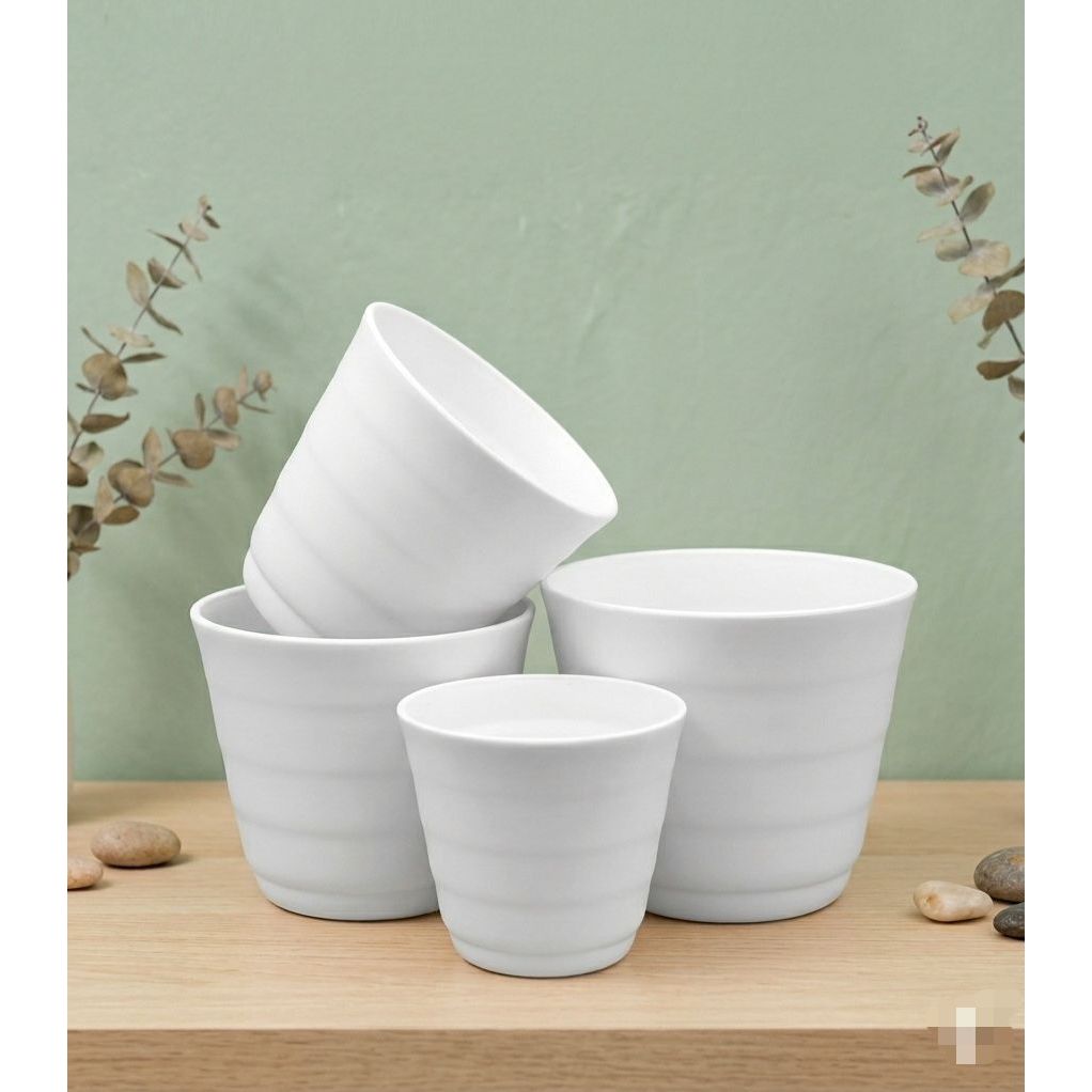 [3 PCS] POT TANAMAN BUNGA PUTIH/ Pot keong putih / POT PUTIH TEBAL