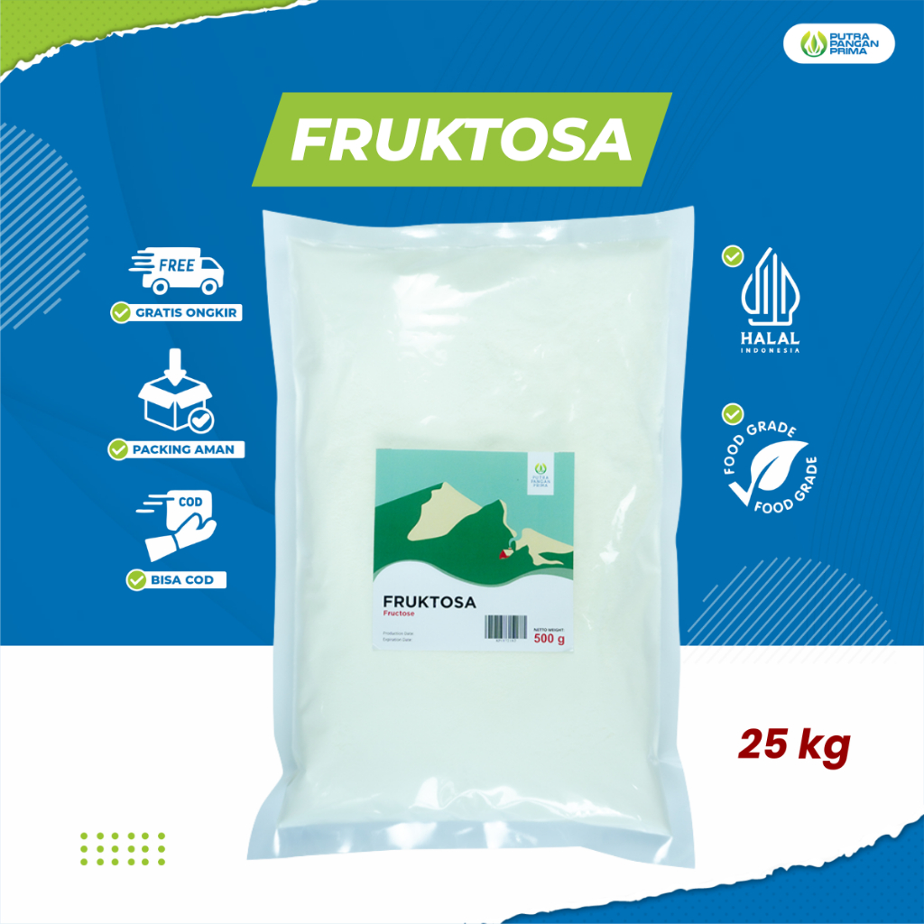 Gula Fruktosa Serbuk Kristal Buah Bubuk Fructose Powder 25kg