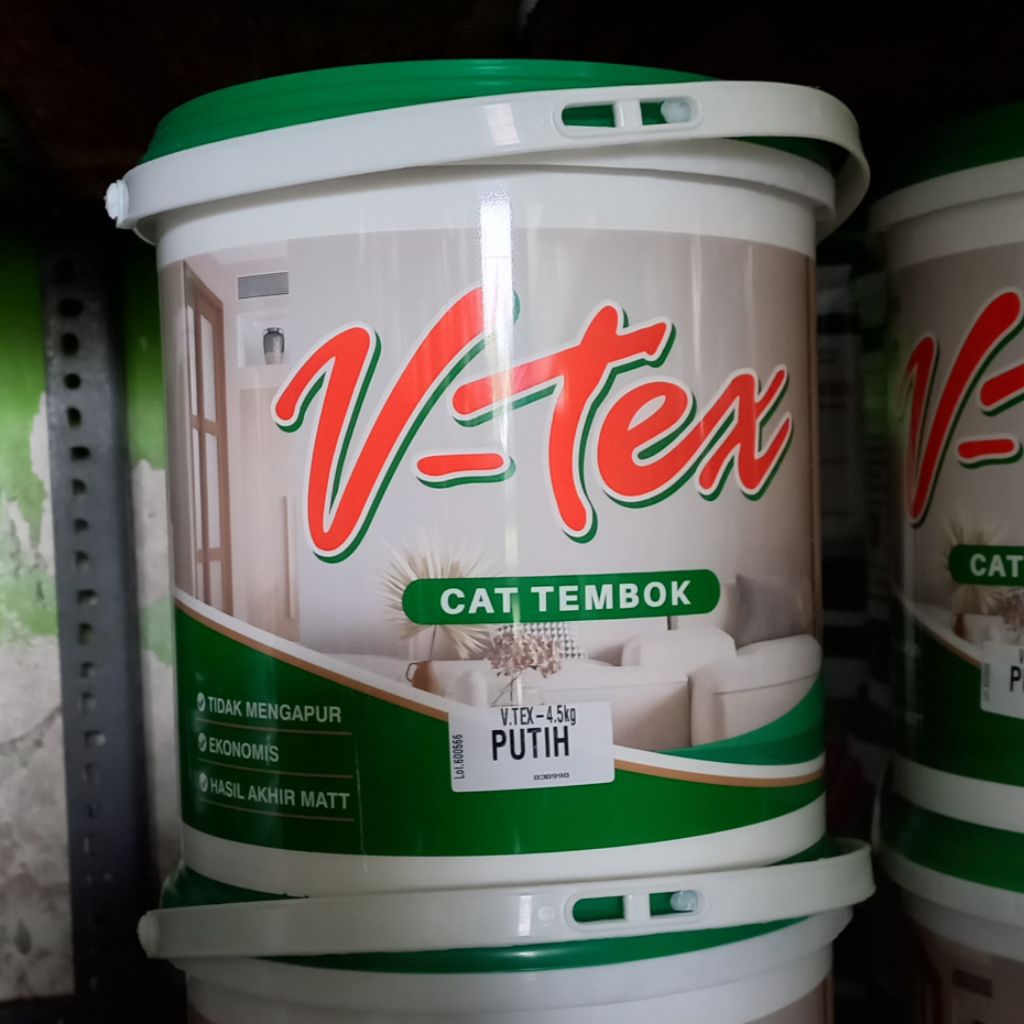 CAT TEMBOK V-TEX PUTIH Galon 4.5 kg Cat V-tex Cat Tembok Interior
