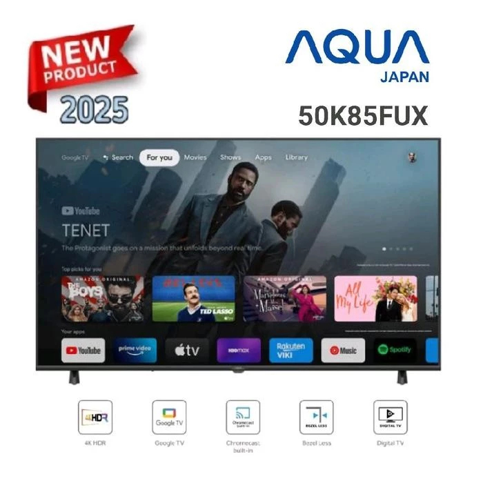AQUA TV 50" UHD 4K HDR Google TV 50 Inch AQT50K85FUX Smart TV Android TV batam