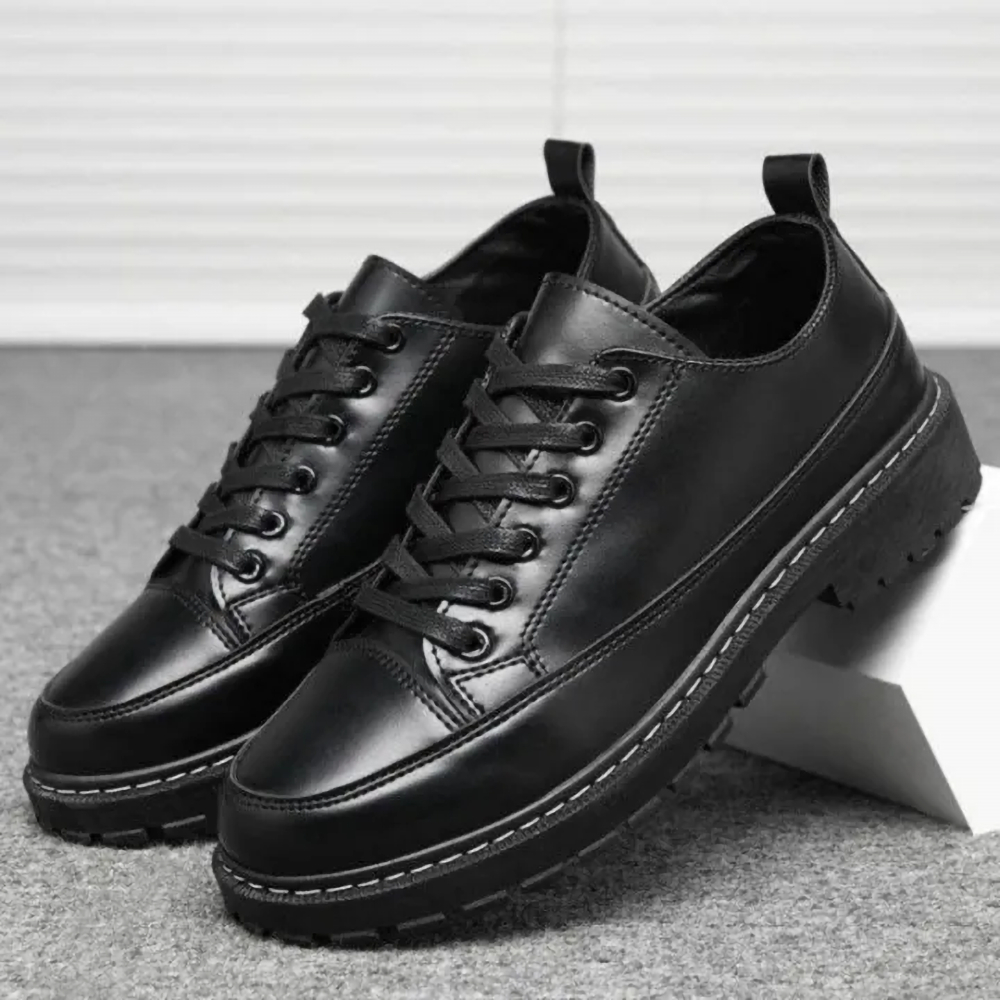 Sepatu Pria Hitam Casual Formal dorkmart Pantofel Kulit Sintetis Sol Tebal Anti Slip Sepatu Kerja Ka