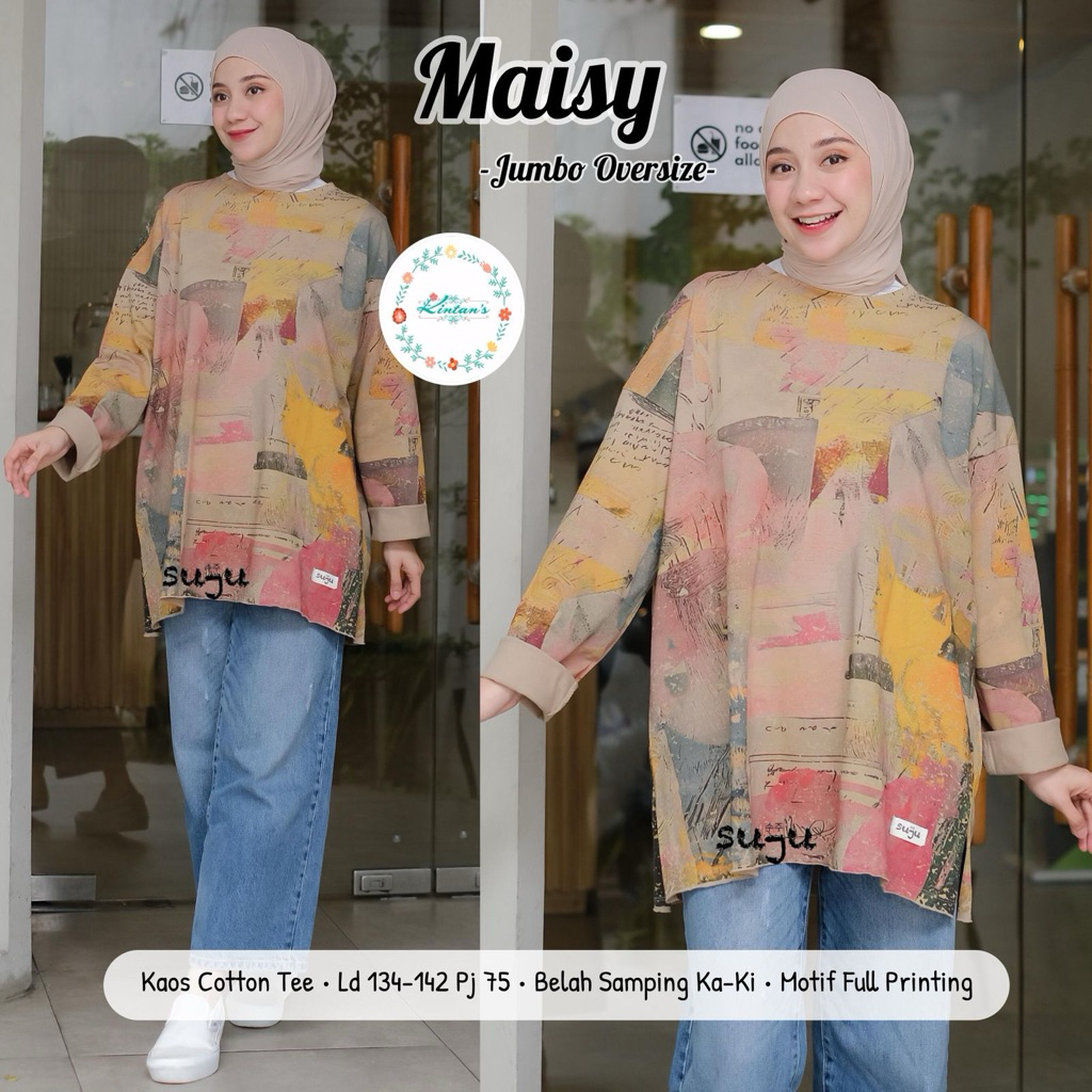 MAISY jumbo oversize || kaos suju || kaos wanita