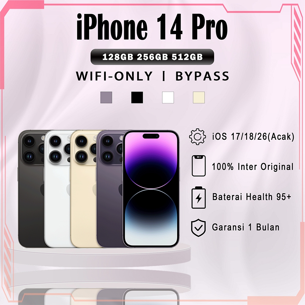 iPhone 14 Pro Second Bekas Inter 128/256GB , BH 95%+ / WIFI-ONLY/Simlock Garansi 1 Bulan!