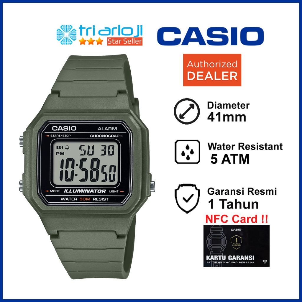 Casio W-217H-3AVDF Jam Tangan Pria Digital W-217H-3A Illuminator W217H W 217H 3AVDF