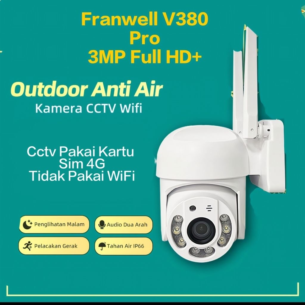 CCTV Pakai Kartu Sim Tanpa Wifi Konek HP Pantau Jarak Jauh V380 Pro 4G