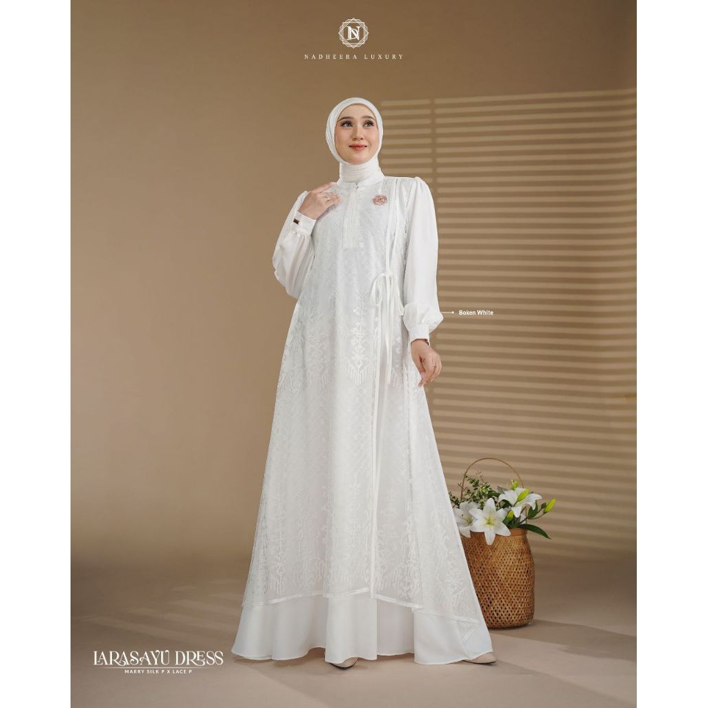 LARASAYU DRESS ORIGINAL BY NADHEERA LUXURY• GAMIS BROKAT CANTIK MEWAH•BISA COD