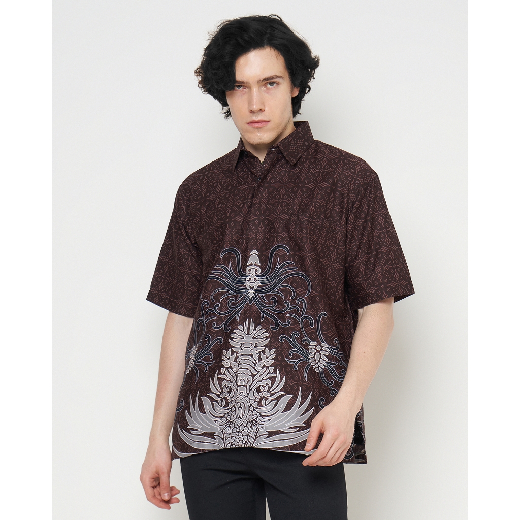 Batik Ayman - KALANDRA BROWN LENGAN PENDEK | Kemeja Batik Pria Katun Solo Halus