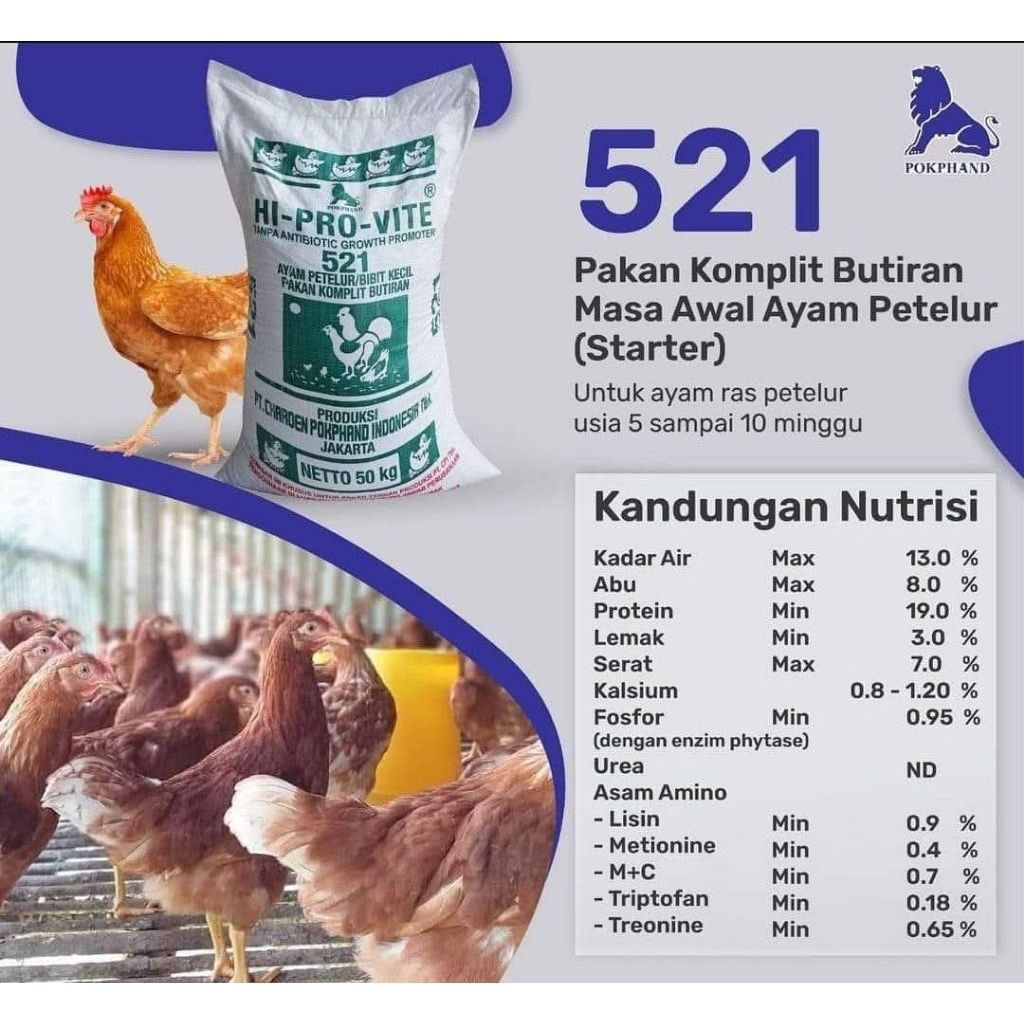 Pakan Komplit Butiran Masa Awal Ayam Petelur (Starter) Repack Usia 5 - 10 Minggu