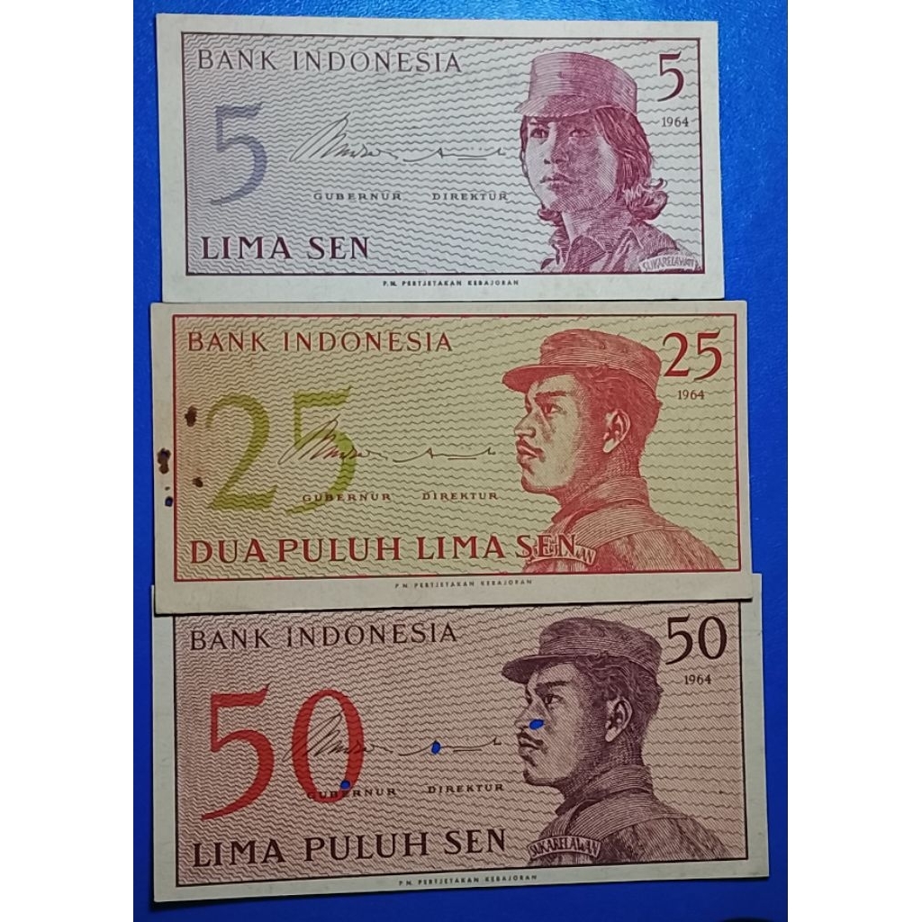 uang kuno indonesia 5.10.dan 50 sen 1964 p3047