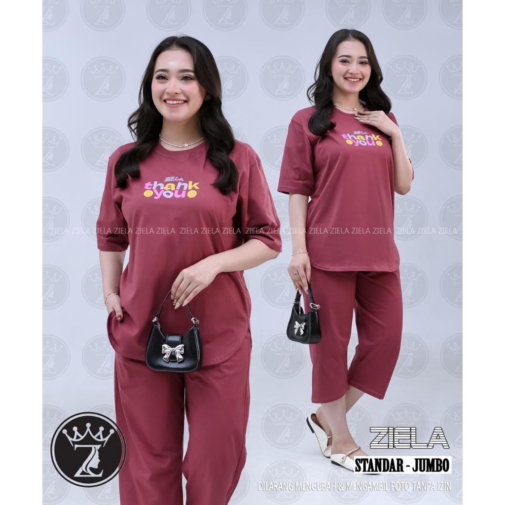 ZIELA SET CELANA 7/8/ONE SET KAOS COMBED ORY ZIELA/SET WANITA PENDEK