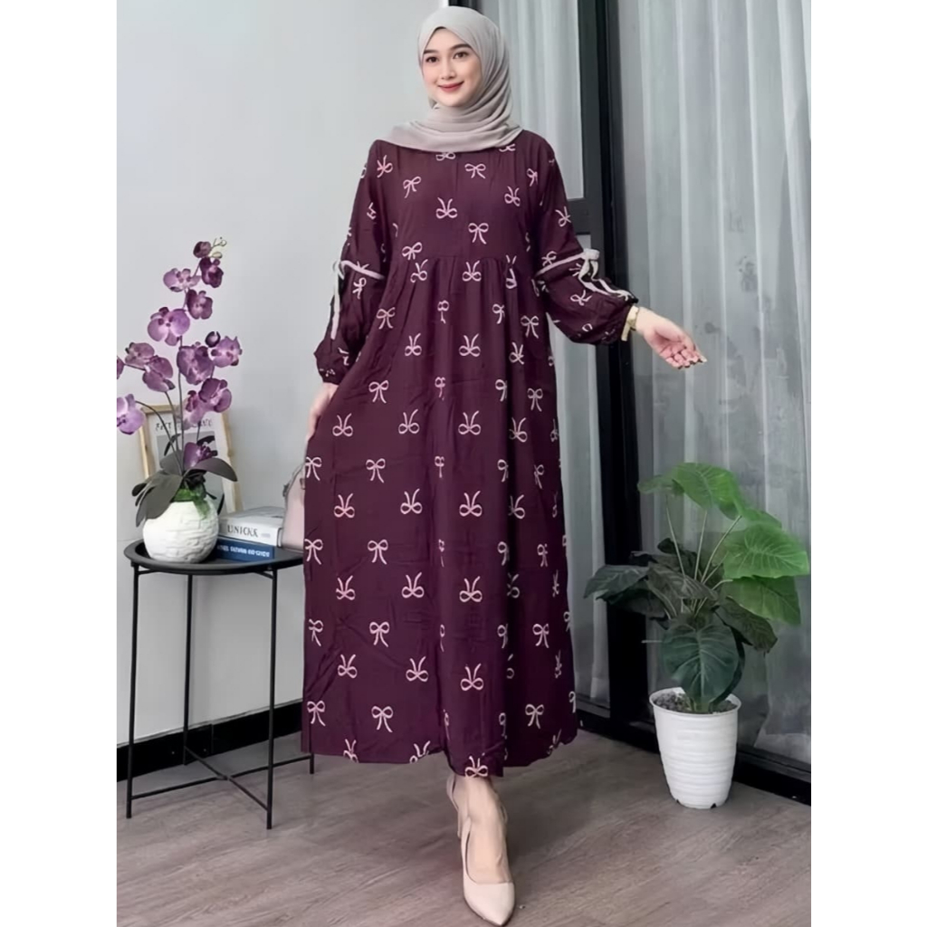 Gamis Pita Model Lengan Balon Bahan Premium Busana Muslim Wanita / Dress Busui Ld 120