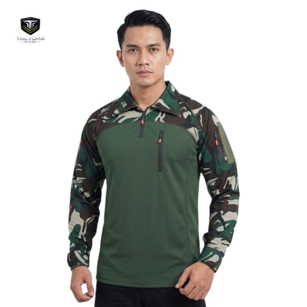 Kaos Tactical BDU Loreng Lengan Panjang Pria - Baju Combat Dryfit Adem & Kuat