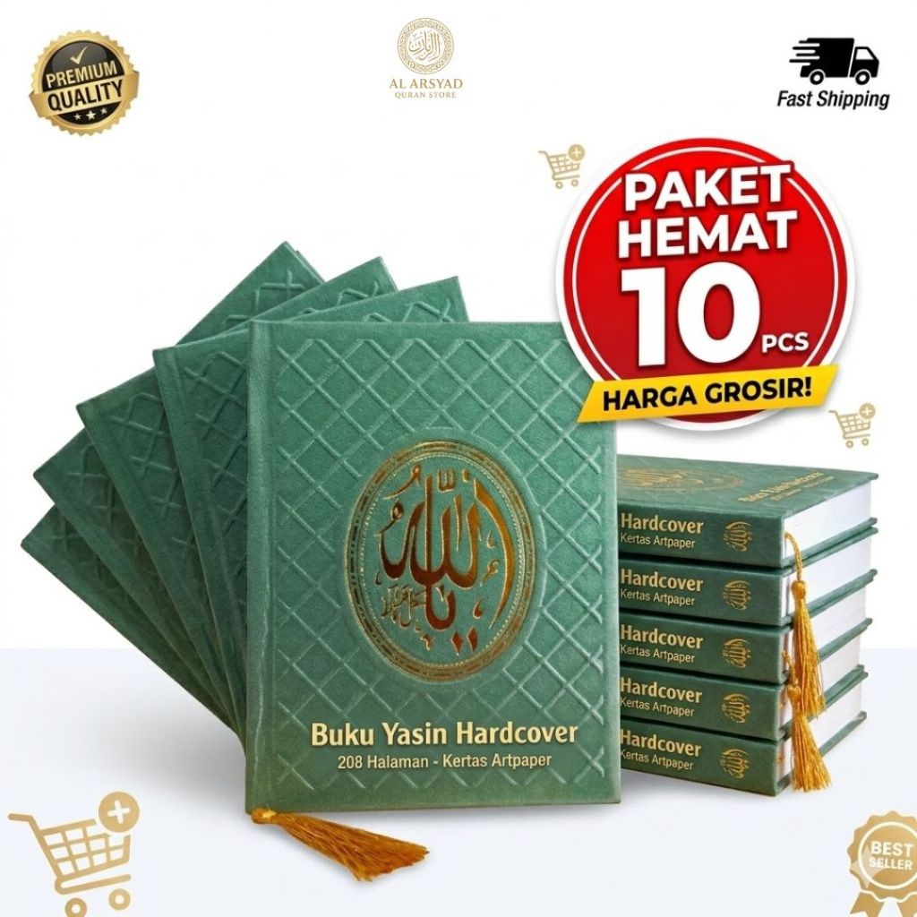 PAKET HEMAT 10 PCS - Buku Yasin Hardcover 208 Halaman Kertas Art Paper Glossy - Buku Yasin dan Tahli