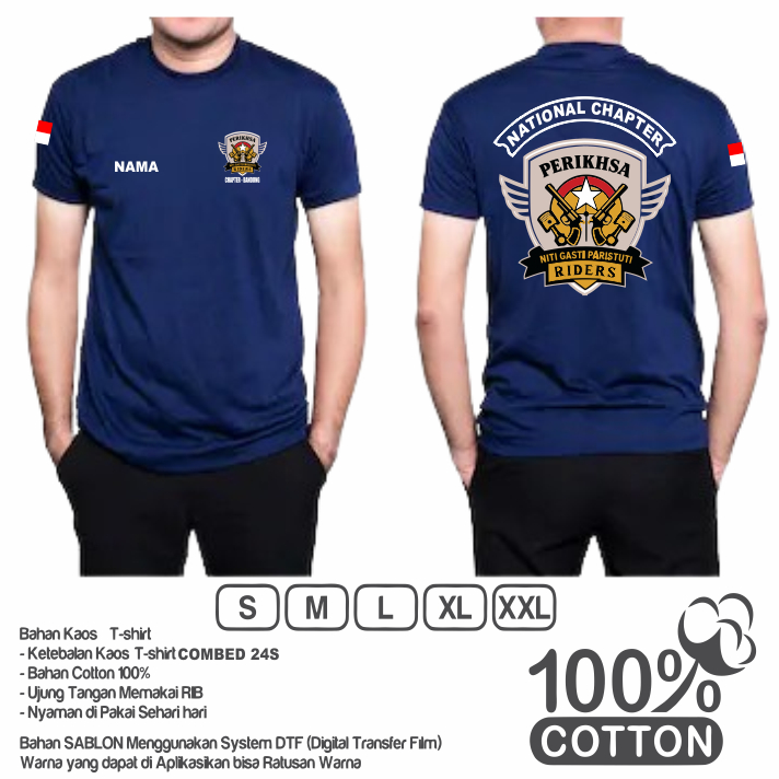 Kaos Pria Lengan Pendek Katun Combed Nyaman Dipakai/ Baju custom PERIKHSA chapter bandung