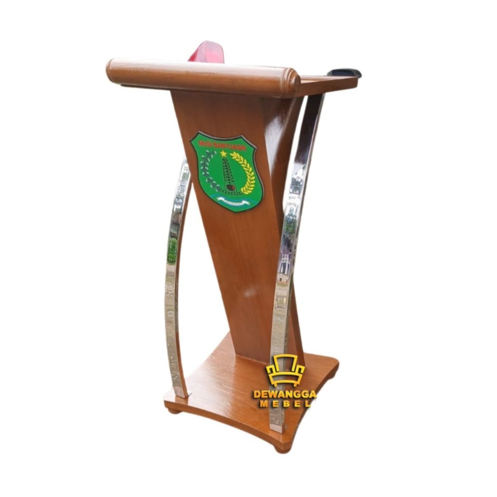 mimbar podium jati kombinasi stainless