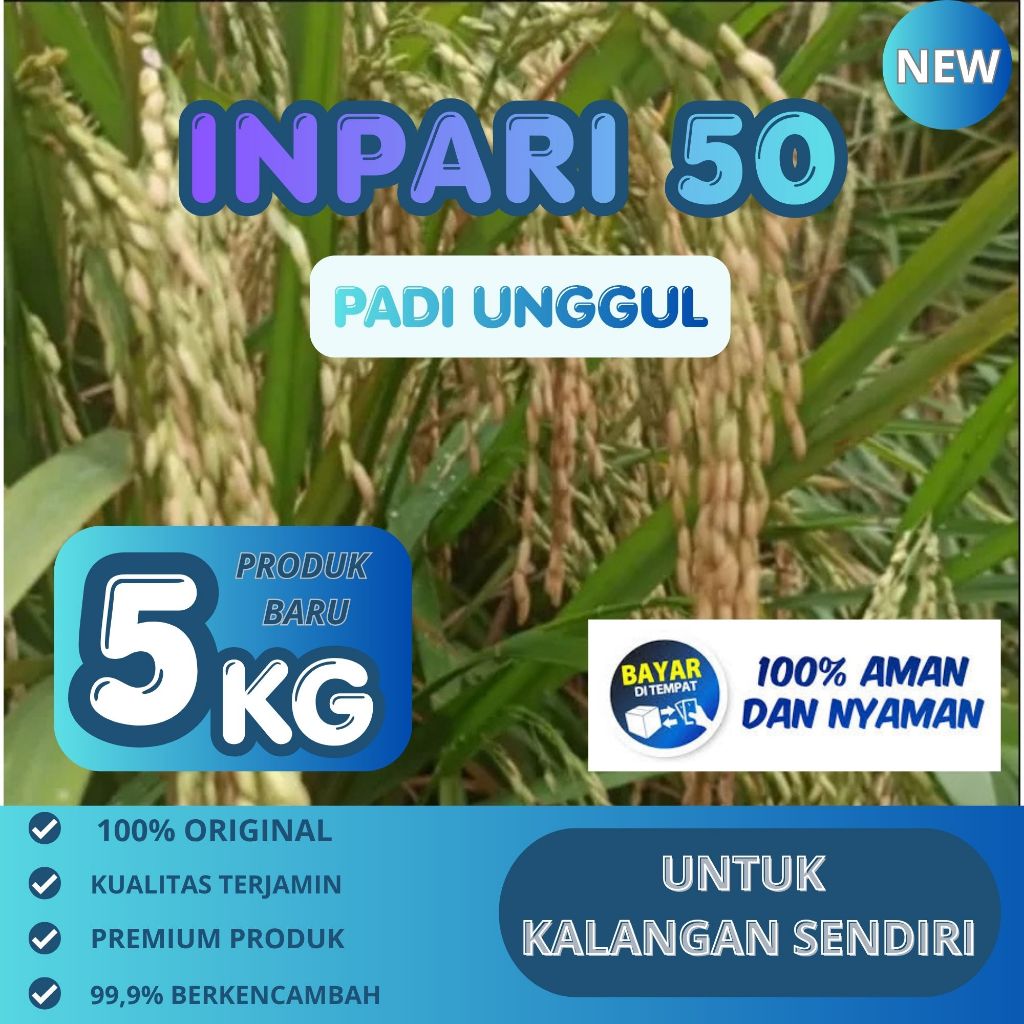 Benih padi unggul inpari 50 marem bersertifikat label ungu kemasan 5kg