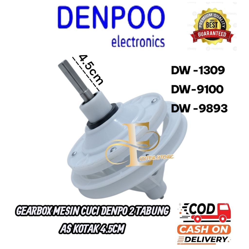 Gearbox mesin cuci DENPOO 2 TABUNG DW-9100 DW-1309 DW-9893 GIRBOX AS Gerigi 10 PULLY KECIL