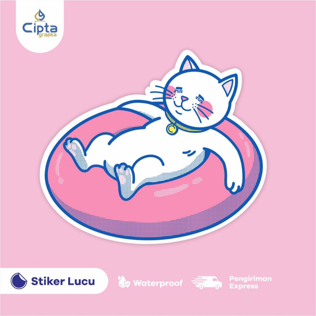 Stiker Kucing Lucu Aesthetic Waterproof | Free Gift