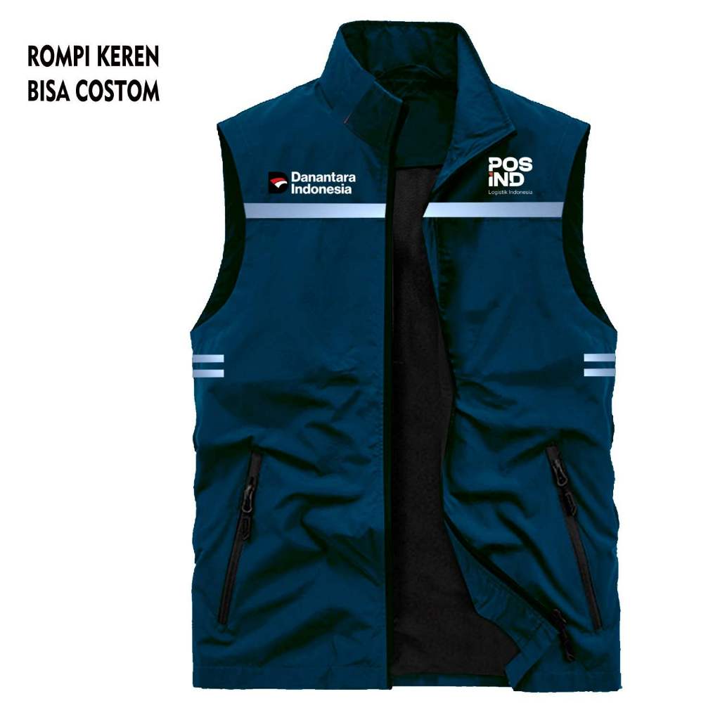 Bisa Custom!!! Rompi Taslan Zipper Sablon logo Danantara Pos Indonesia Keren Custom Rompi scotlight 
