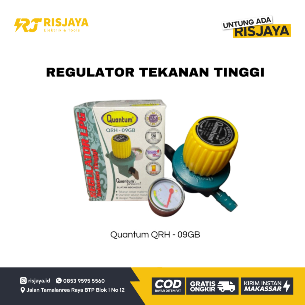 Regulator Quantum Tekanan Tinggi Meter QRH-09GB | Regulator Gas Tekanan Tinggi Quantum High Pressure