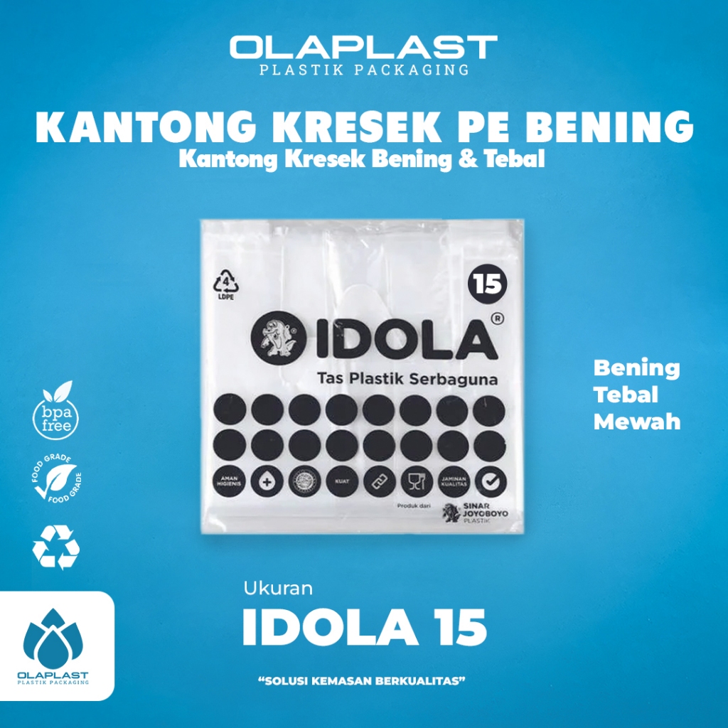 Kantong Plastik PE Idola UK 15 Bening/Kresek Transparan Tebal IDOLA