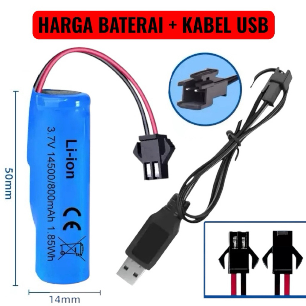 ( HARGA BATERAI + KABEL CAS USB ) BATERAI CAS 3.7Volt 800mAh Original