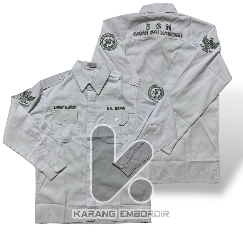 KEMEJA BGN/SPPG BORDIR TIMBUL 3D