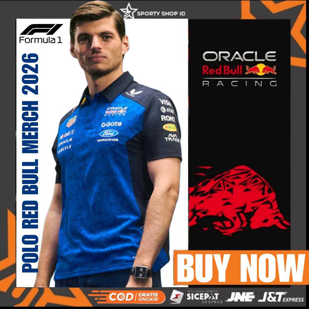 Polo Shirt Red Bull Racing 2026 F1 Official Tim Formula 1 Oracle RedBull Racing Pria Wanita M L XL X