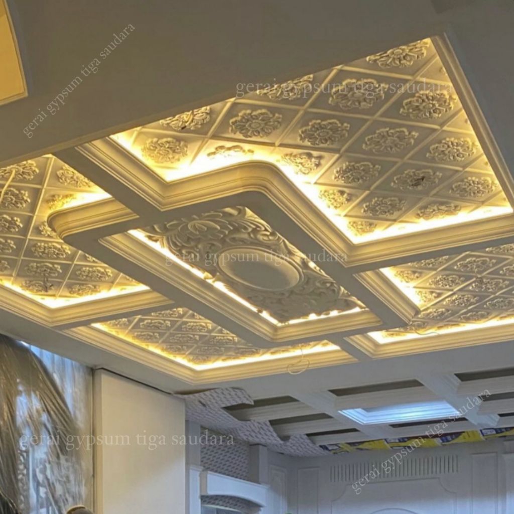 Hiasan plafon - Ornamen panel gypsum 3d - Wall panel - Wall moulding - Ornamen panel gypsum full uki