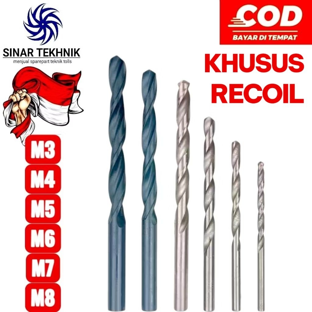 Mata Bor Untuk Tap Recoil M3 M4 M5 M6 M7 M8 HSS Twist Drill Bukan Nachi