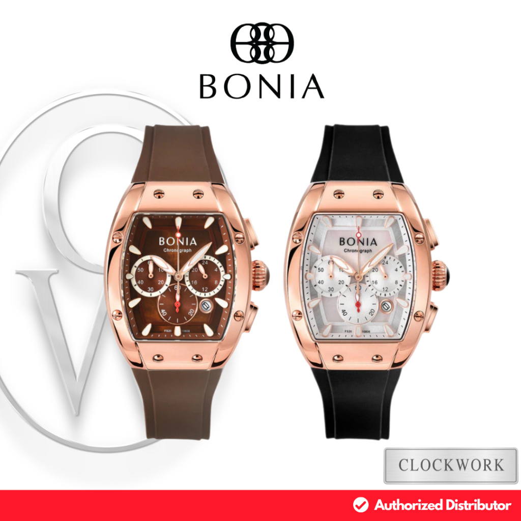 Jam Tangan Wanita Bonia Chronograph BNB10806 Karet Vintage Casual