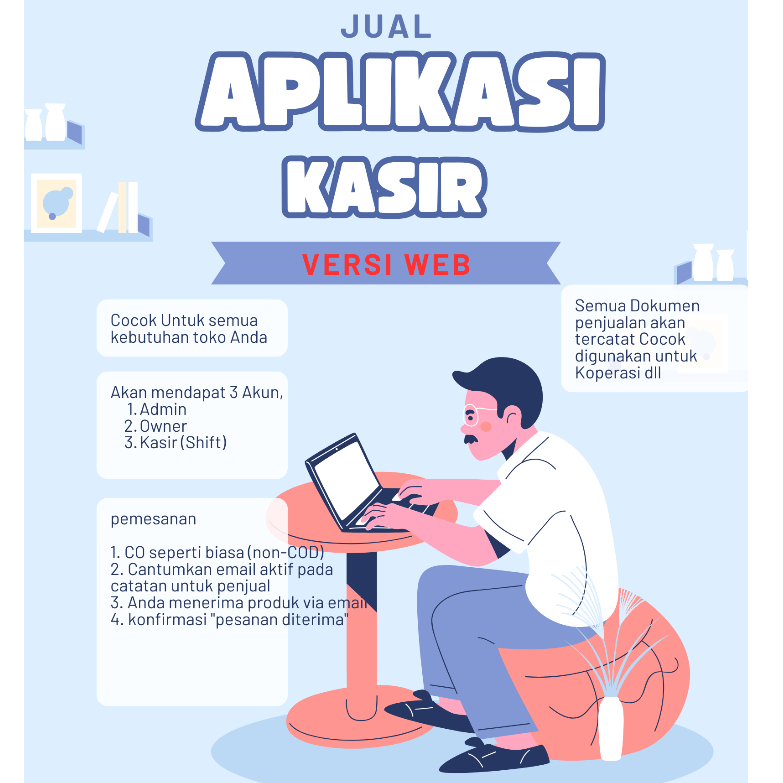 Aplikasi Kasir dapat 3 Akun (Akun Admin, Akun Owner, akun Kasir) selengkapnya bisa baca diskripsi