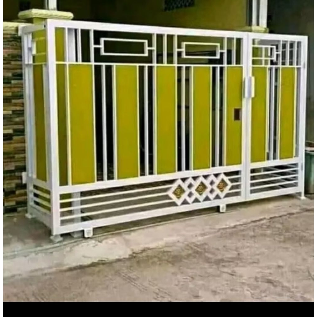pagar minimalis modern GRC motif serat kayu